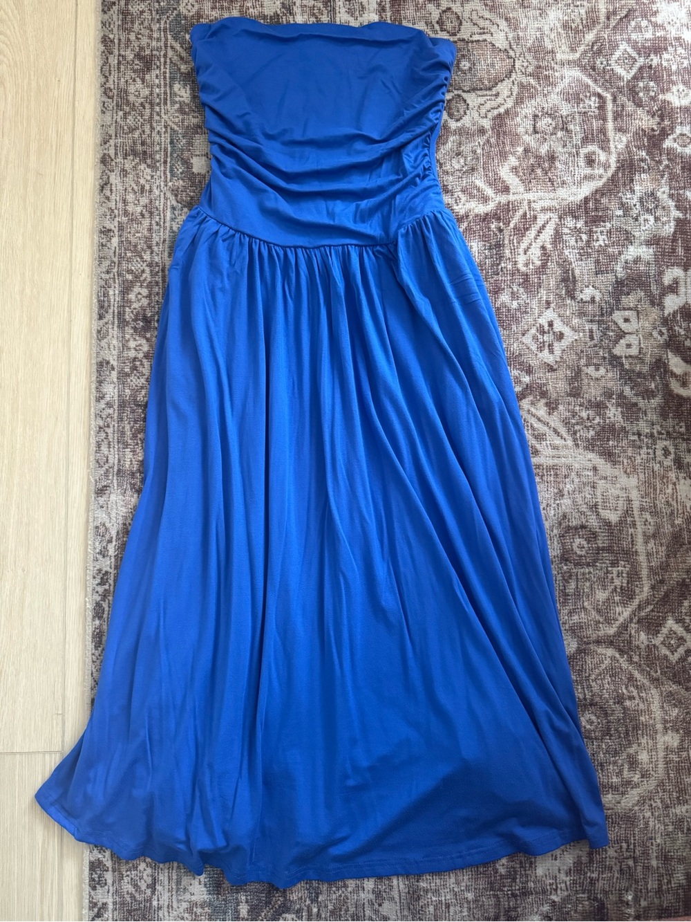Strapless Royal Blue Maxi Dress